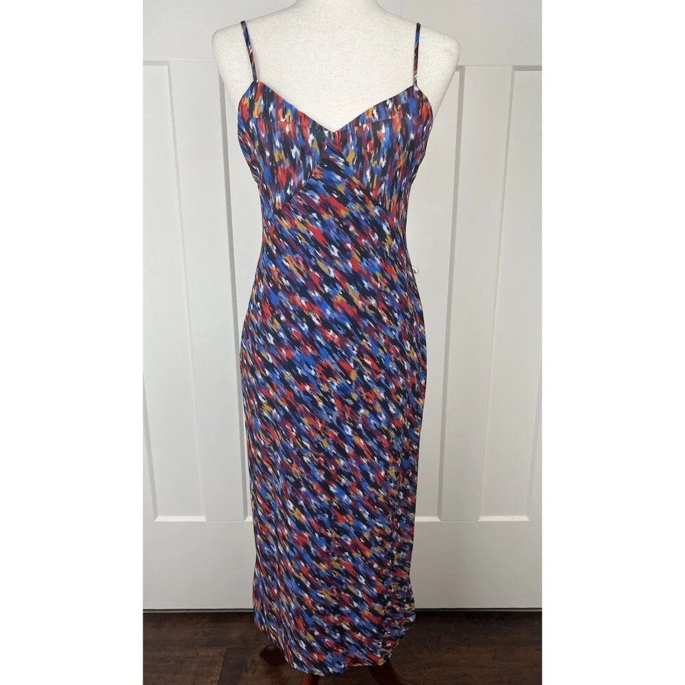 House of Harlow 1960 Blue Multi-Color Printed Midi Slip Dress